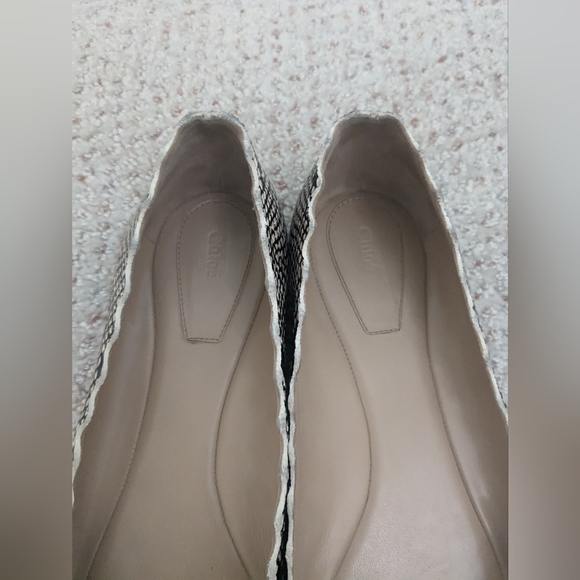 Chloe Lauren Python Embossed Snakeskin scallop Leather Ballet Flats Sz 9.5 $595. - Picture 4 of 12